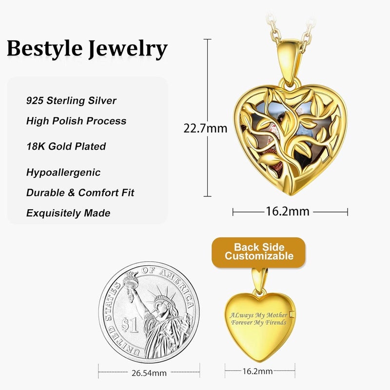 Bestyle Sterling Silver Heart Locket Necklace for Women, Dainty Cute Small Heart Locket Pendant in Gold/Rose Gold/Silver, Love Statement Jewelry Gift for Mother Wife - Image 5